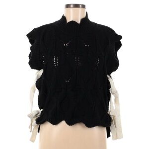 Anthropologie Black Sweater with Cream Ties